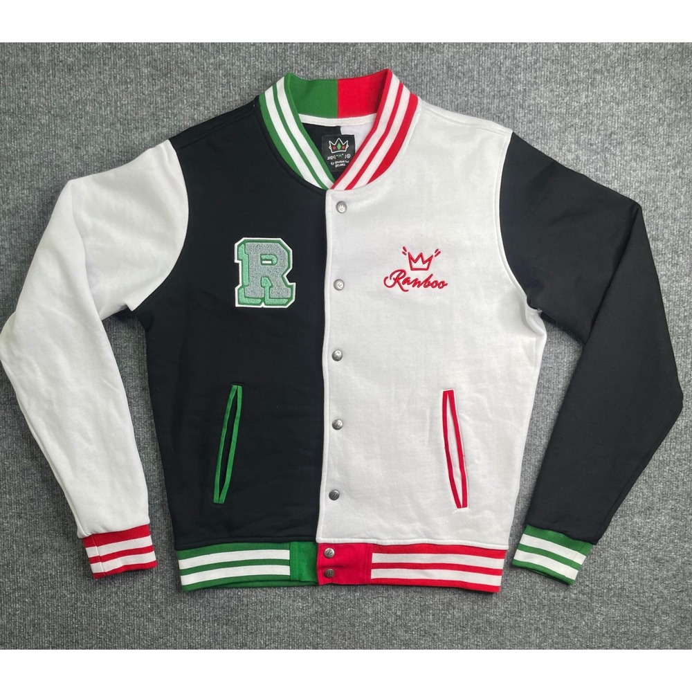 Ranboo Varsity Jacket Mens M Black White Red Green Split Letterman 2021 Merch
